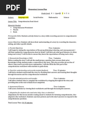Elementary Lesson Plan