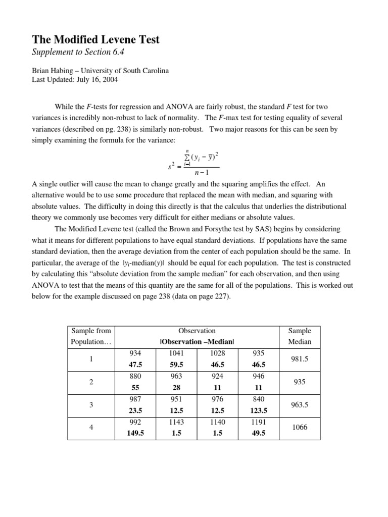 Levene's Test Median F Test Free 30day Trial Scribd