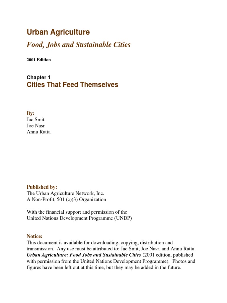 Urban Agriculture - Food Jobs and Sustainable Cities Chap01 | PDF ...