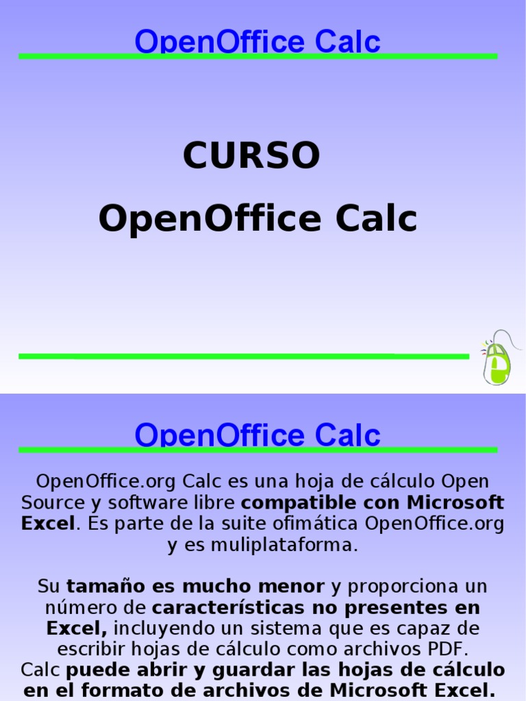 Introducción a OpenOffice Calc | PDF | Software de oficina | Software ...