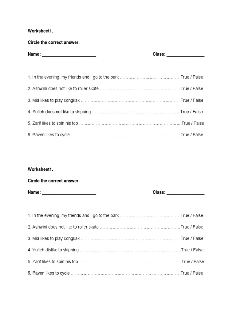 True/False Hobby Worksheet | PDF | Language Arts & Discipline | Home ...