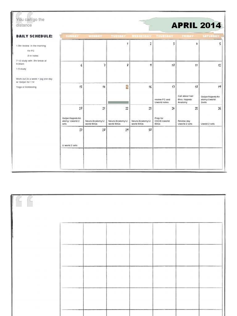 April 2014 Study Schedule Overview | PDF
