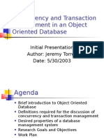 Concurrency and Transaction Management in An Object Oriented Database