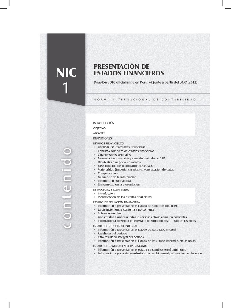 Nic 1 - Presentacion de Estados Financieros | PDF | normas ...