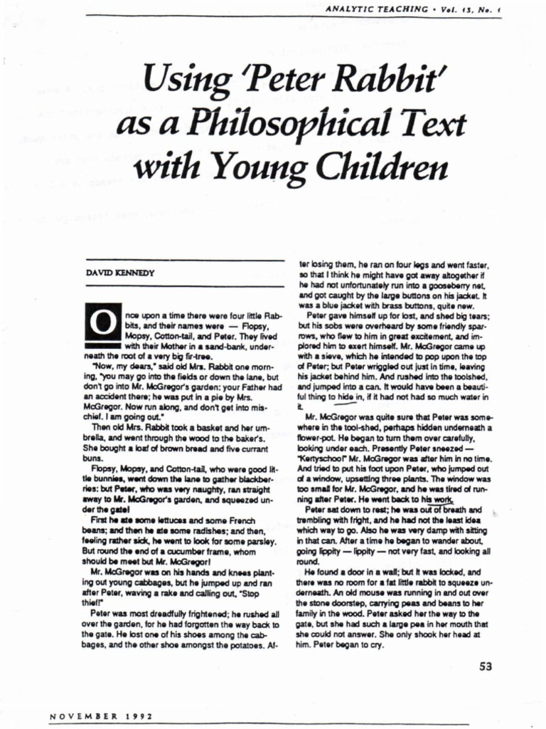 Philosophical Insights in Peter Rabbit | PDF | Mr. Mc Gregor | Narrative