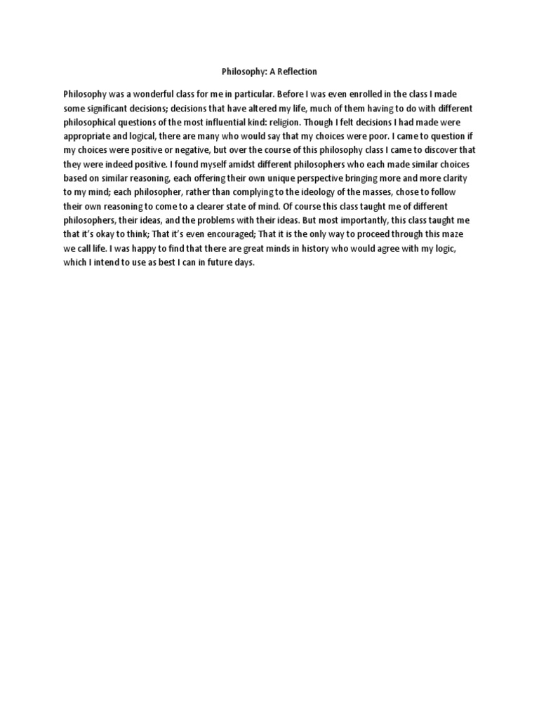Philosophy Reflection | PDF