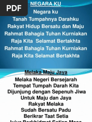 Senikata Lagu Negaraku Melaka Maju Jaya Utem Terbilang Pdf