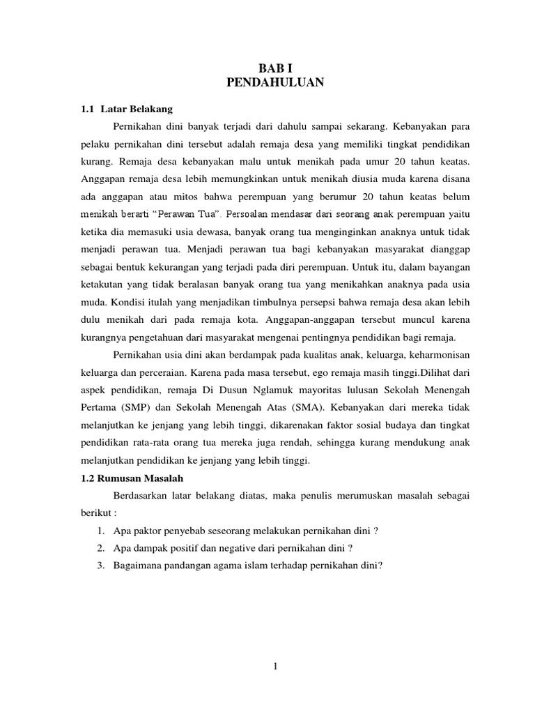 Makalah Pernikahan Dini