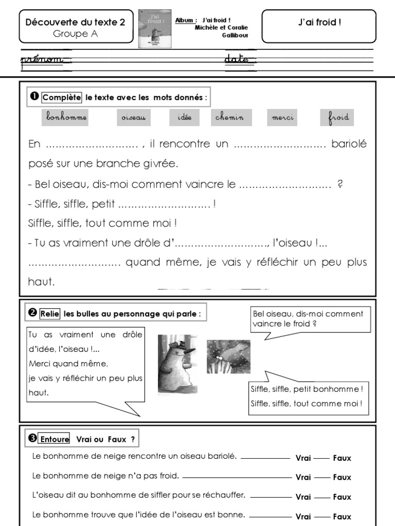 J Ai Froid Exos Texte 2 Gpe A