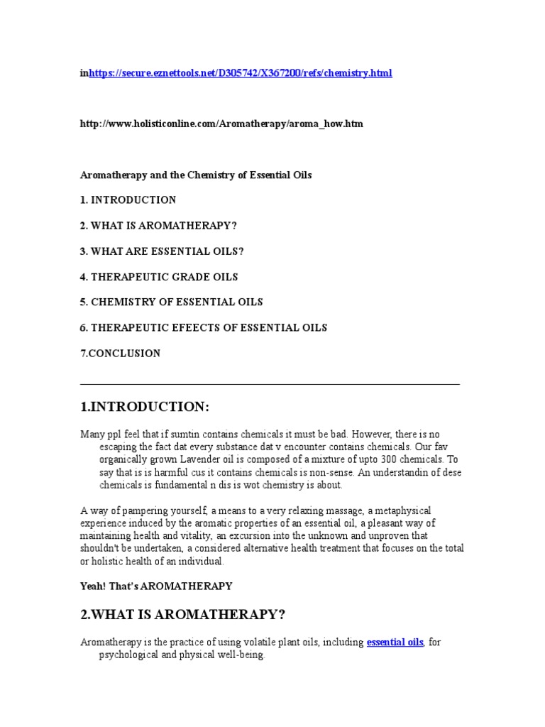 Aromatherapy and The Chemistry of Essential Oils | PDF | Essential Oil ...