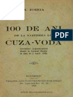 100 de Ani de La Nasterea Lui Cuza Voda, de Nicolae Iorga