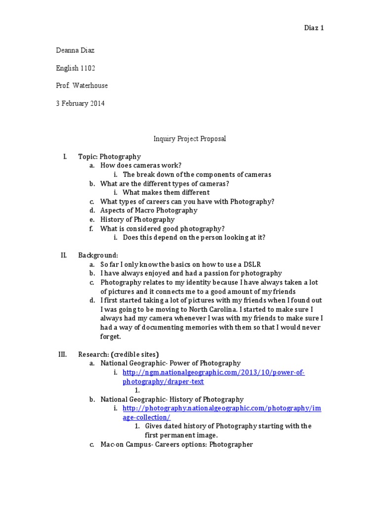 Inquiry Project Proposal 1 | PDF
