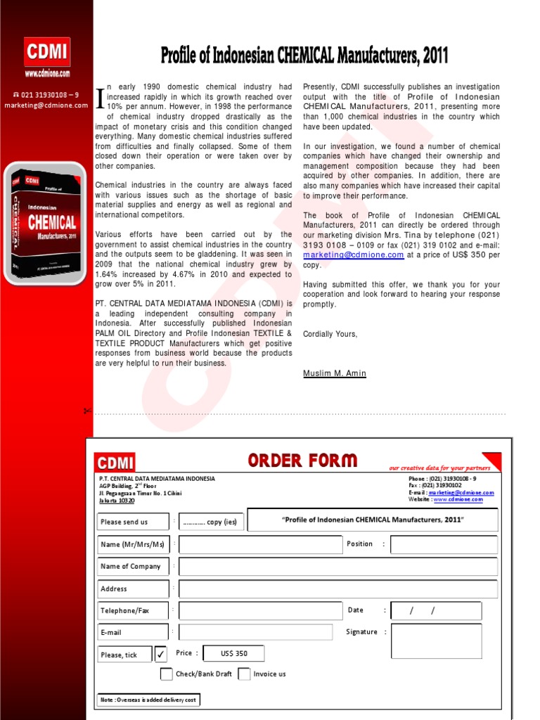 Profile of Indonesian CHEMICAL Manufacturers, 2011 | Indonesia