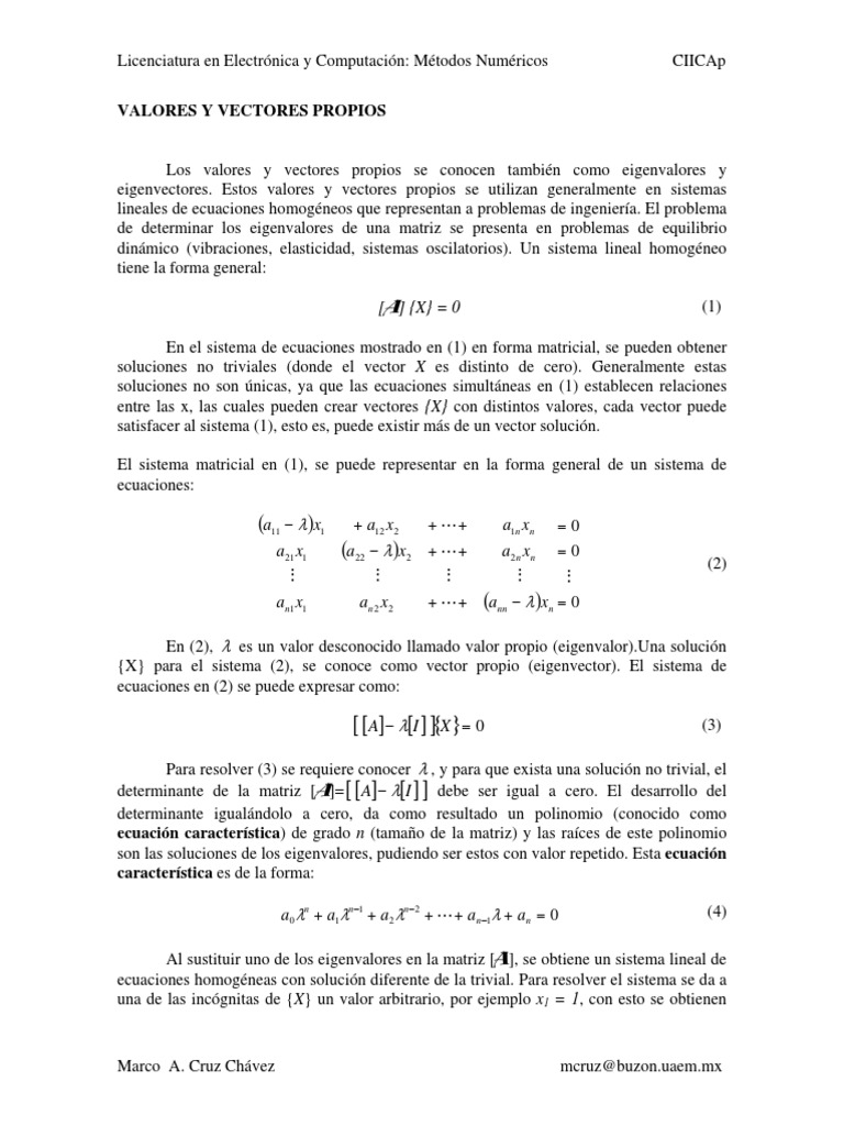 Valores y Vectores Propios en Matrices | PDF | Valores propios y ...