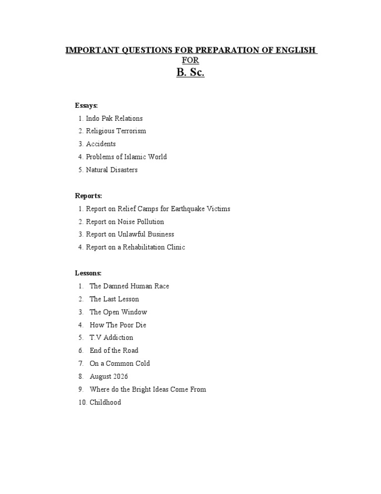 B.Sc. IMPORTANT QUESTIONS | PDF | Business