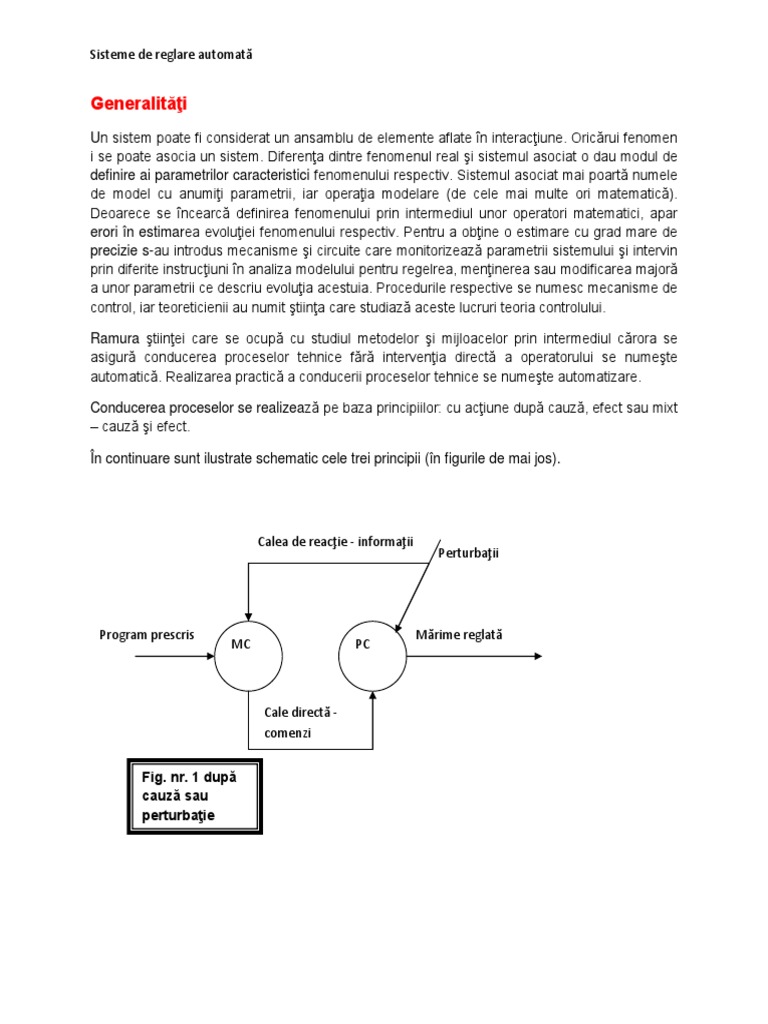 Sisteme de Reglare Automata Sisteme de Automatizari 2014 | PDF