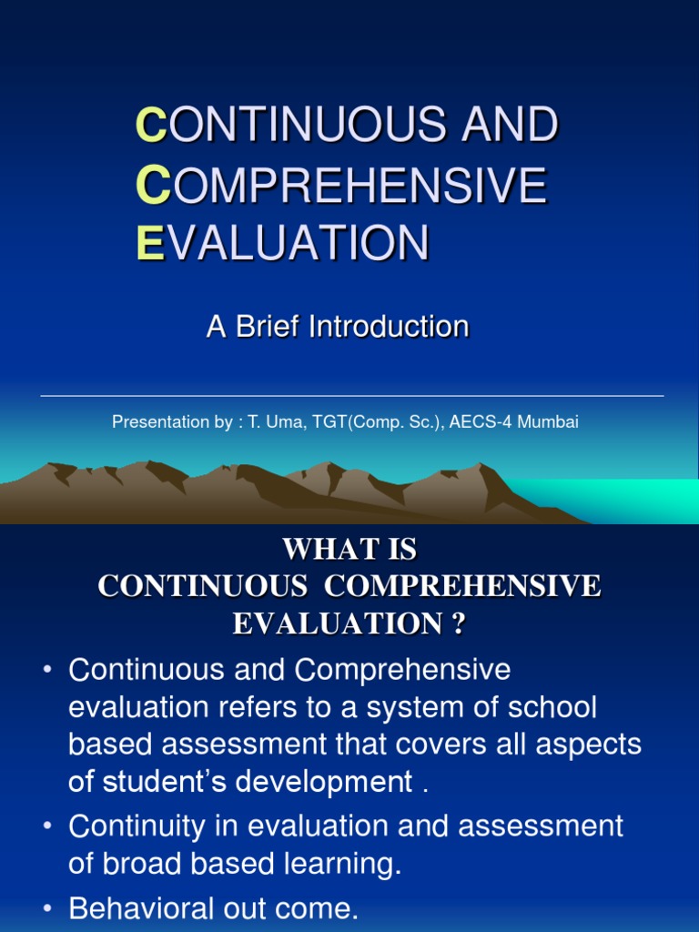Introduction to Continuous Comprehensive Evaluation | PDF | Educational ...
