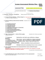 Outcomes Assessment Division Plan (Section I)-Aka Faculty Form 1