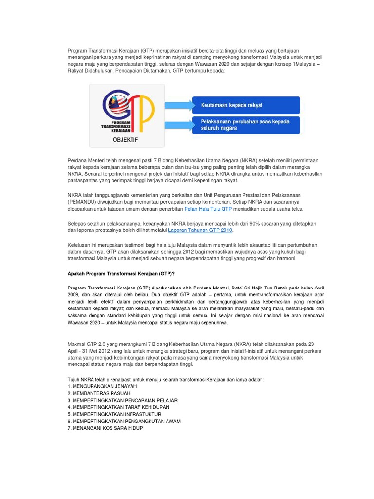 Program Transformasi Kerajaan Malaysia | PDF | Bisnis | Ilmu Sosial