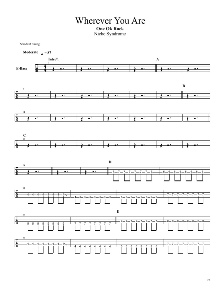 One Ok Rock Wherever You Are Bass