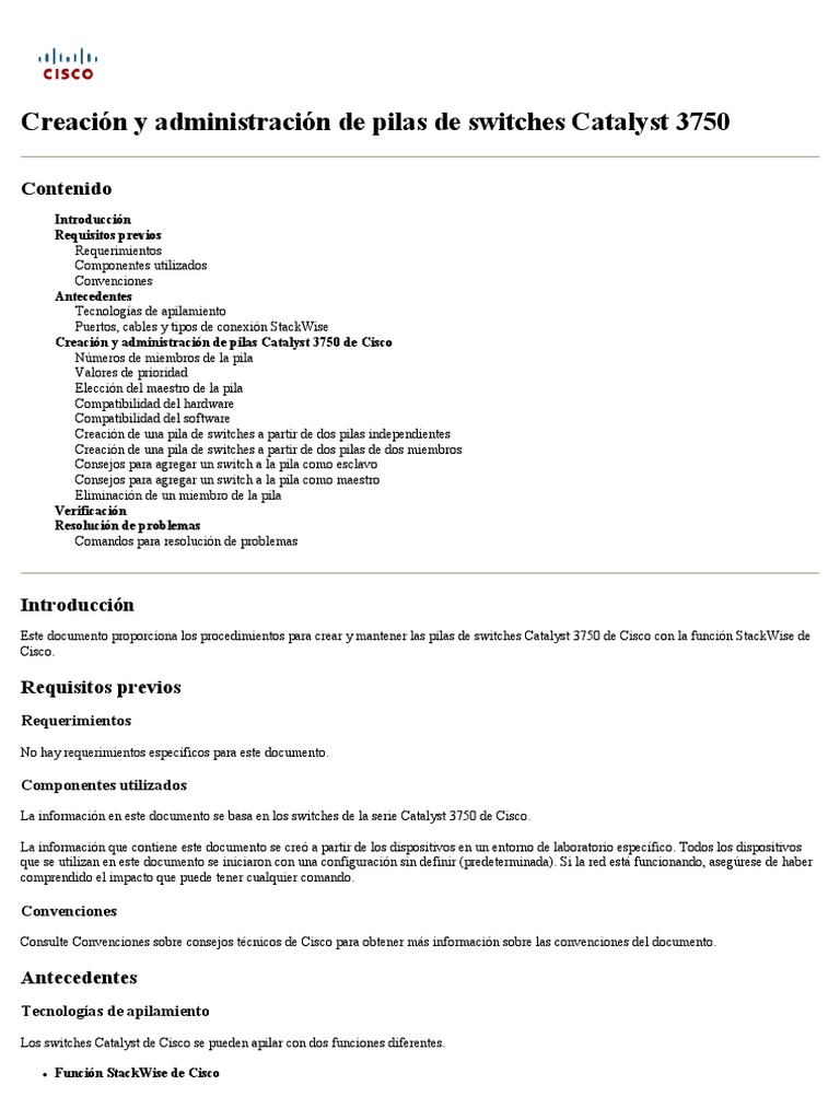 3750 Create Switch Stack PDF | PDF | Conmutador de red | Software