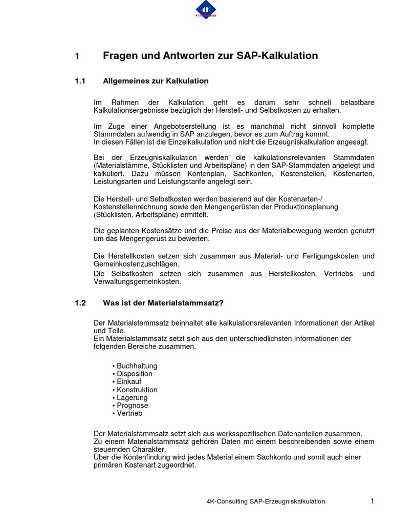 SAP CO Wichtige Begriffe Erklärt PDF | PDF