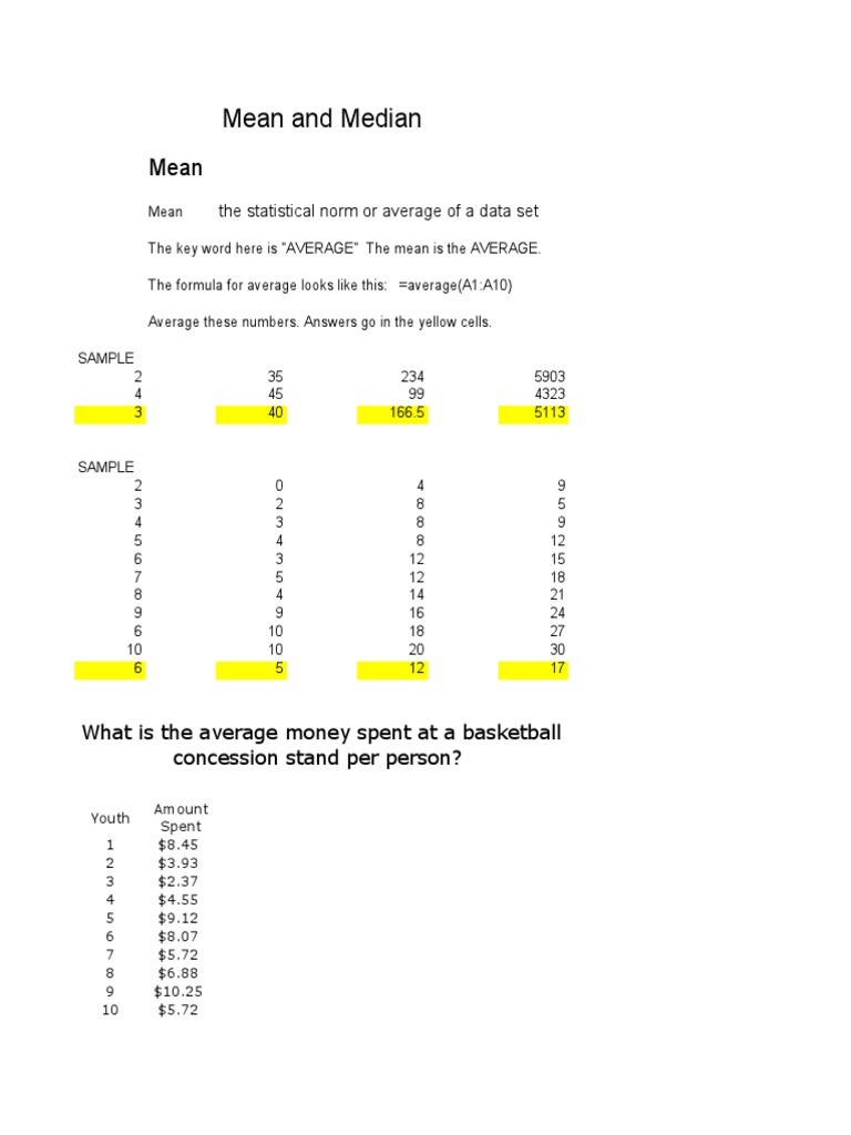 Understanding Mean and Median Calculations | PDF | Teaching Methods ...