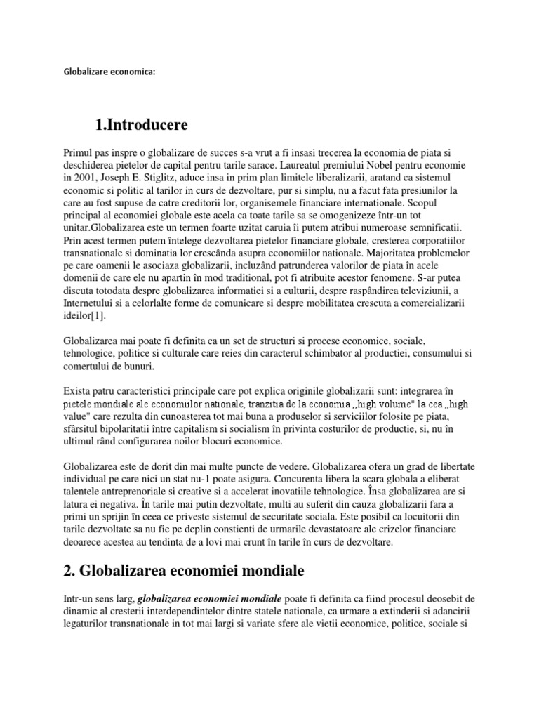 Globalizare Economica | PDF