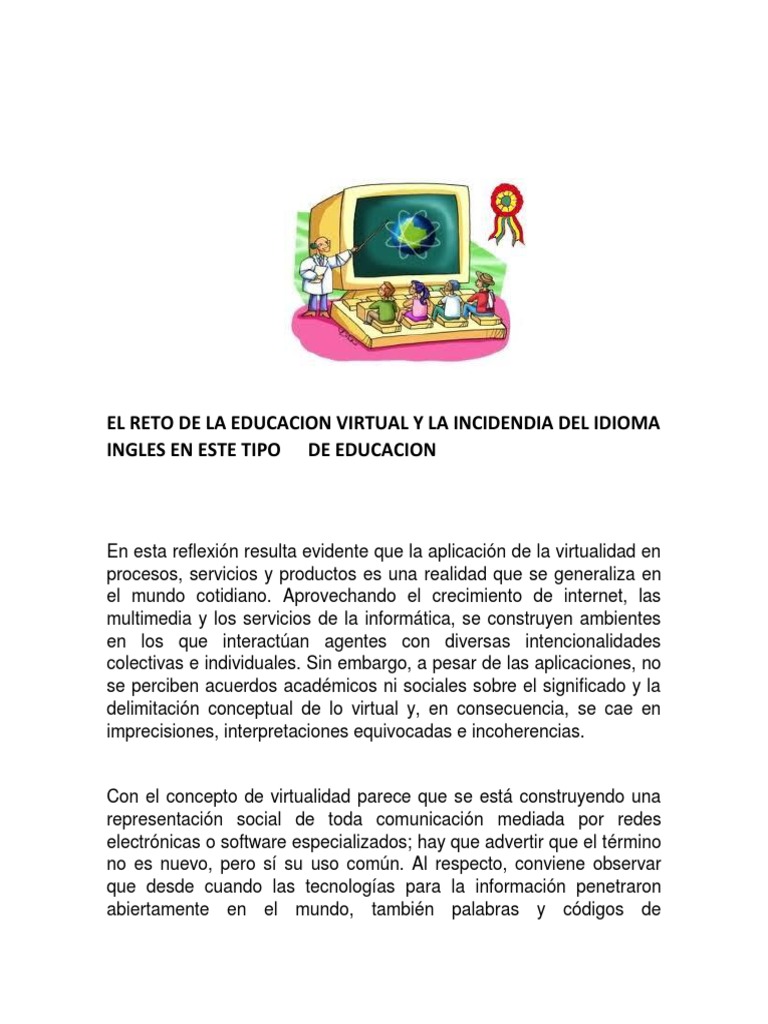 El Reto de La Educacion Virtual y La Incidendia Del Idioma Ingles en ...