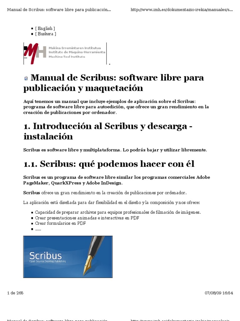 Manual de Scribus en Español | PDF | Ventana (informática) | Software