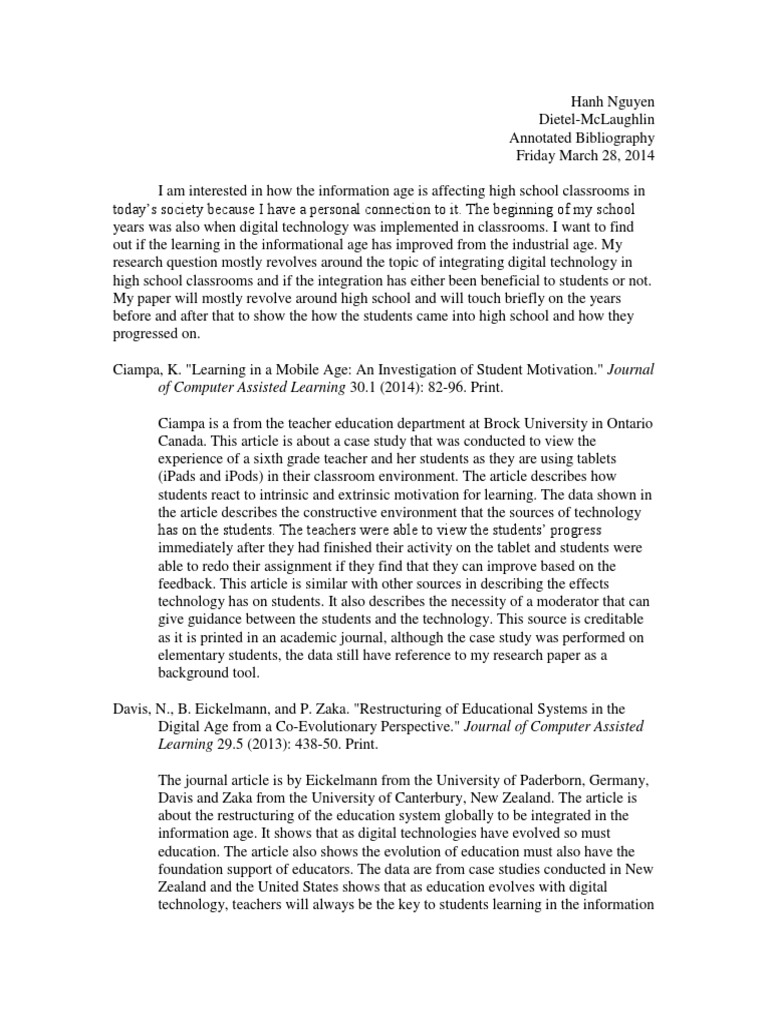 Annotated bibliography example apa image