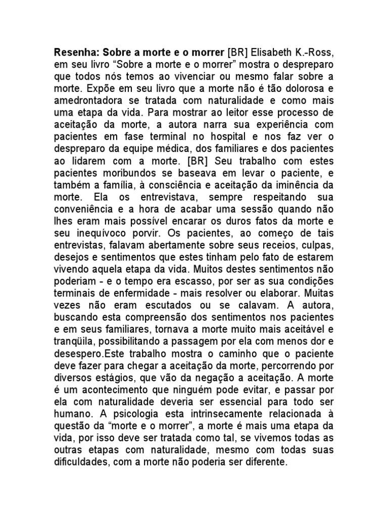 As Etapas da Aceitação da Morte: da Negação à Reconciliação com o ...