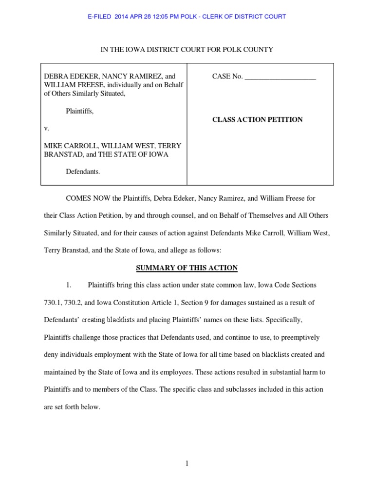 Lawsuit Against DoNotHire List PDF Class Action Due Process Clause