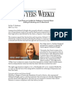 Massachusetts Lawyers Weekly 4.24.14 Law Firm Not Liable For Failing To Control Client