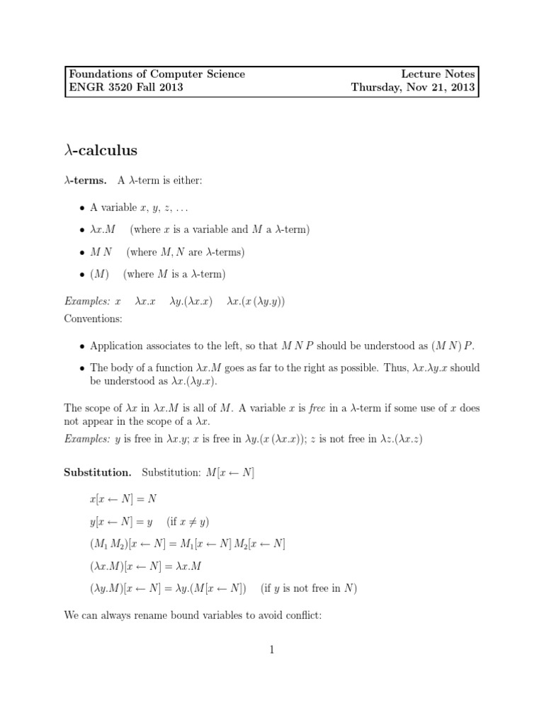Lambda Calculus Fundamentals and Examples | PDF | Cognitive Science ...