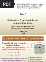 F2 Aula 5 Hidrostática Principios Pascal Arquimedes Stevin