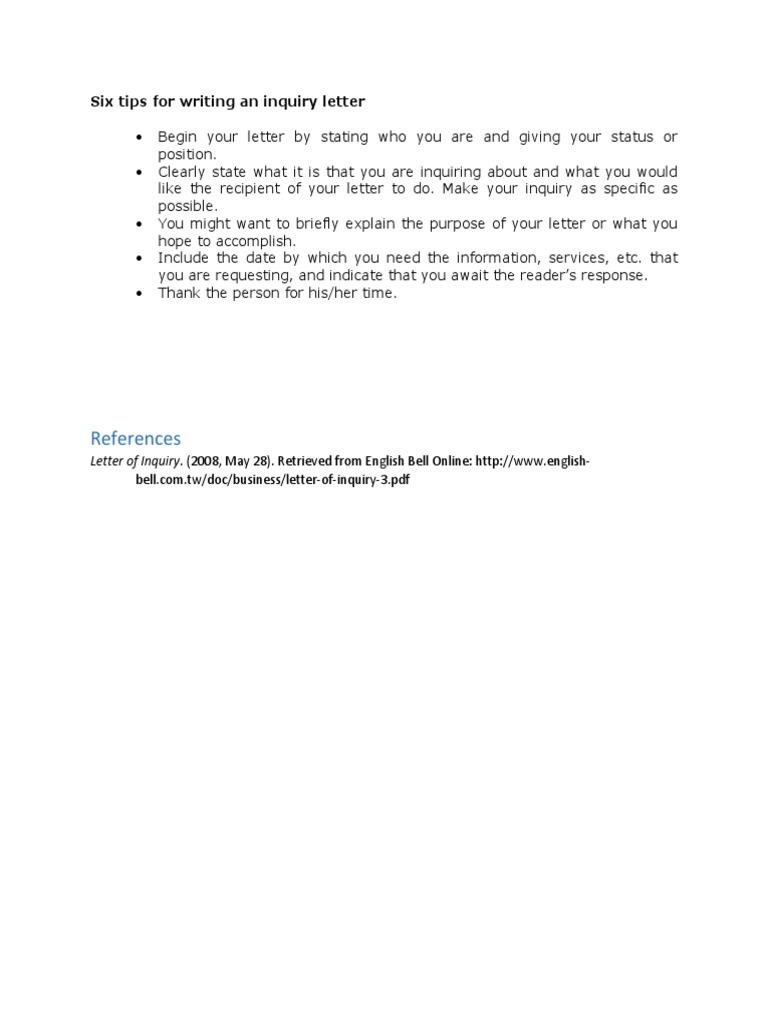 Letter of enquiry class 11 image