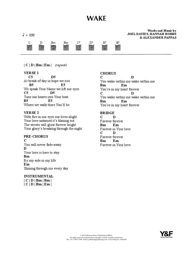 Wake Guitar Chord Chart