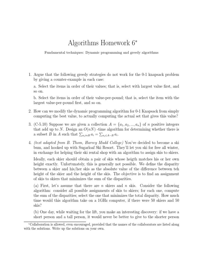 H6 | PDF | Dynamic Programming | Time Complexity