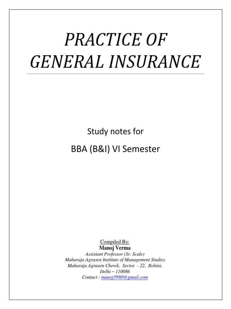 practice of general insurance notes Assignment (Law) Insurance