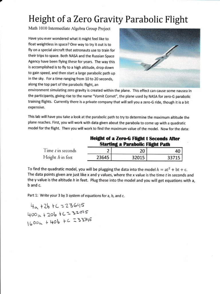 Zero Gravity Flight Altitude Model | PDF