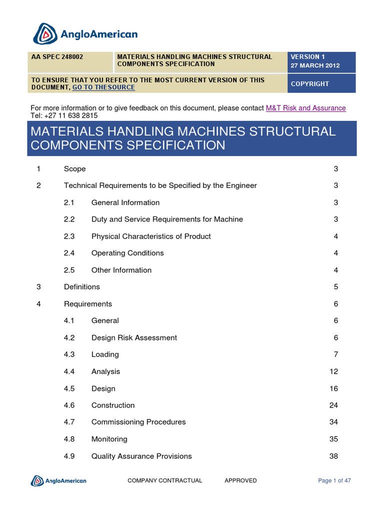Aa - Spec - 248002 Materials Handling Machines Structural Components ...