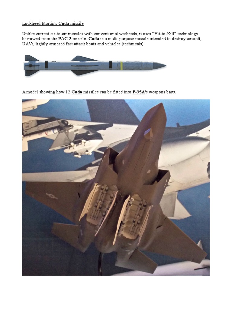 Lockheed Martin Cuda Missile Overview | PDF | Lockheed Martin F 35 ...