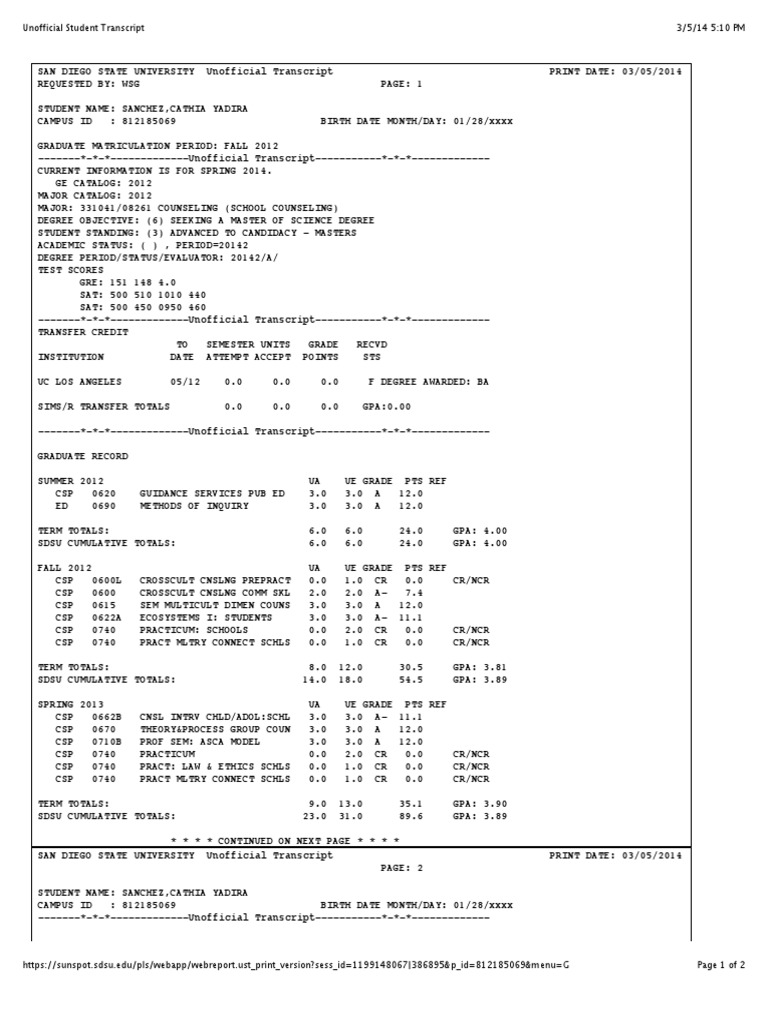 How To Order Your Official Sdsu Transcript? – EFQVYS