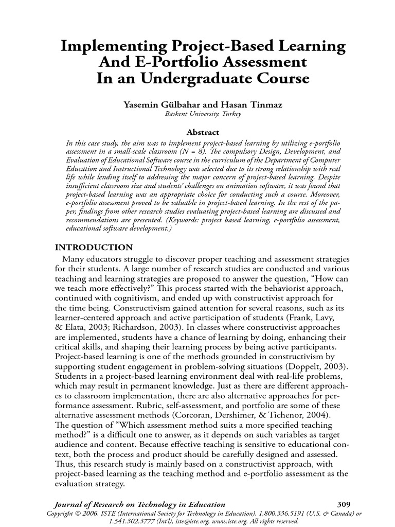 Giilbahar Tinmaz Implementing PJBL PDF | PDF | Project Based Learning ...