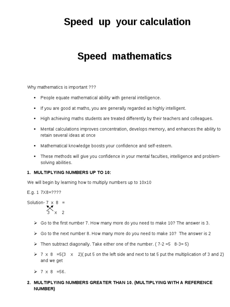 Speed Up Your Math Calculations | PDF