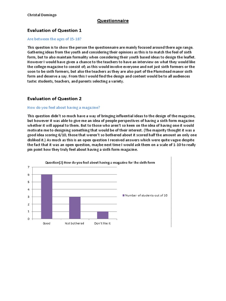 Evaluation of Questions | PDF