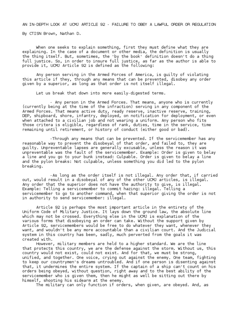 Ucmj article 92 examples image