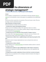 What Are The Dimensions of Strategic Management?: Answer