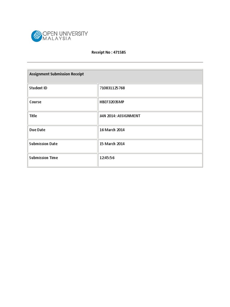 Assignment Submission Receipt 471585 | PDF